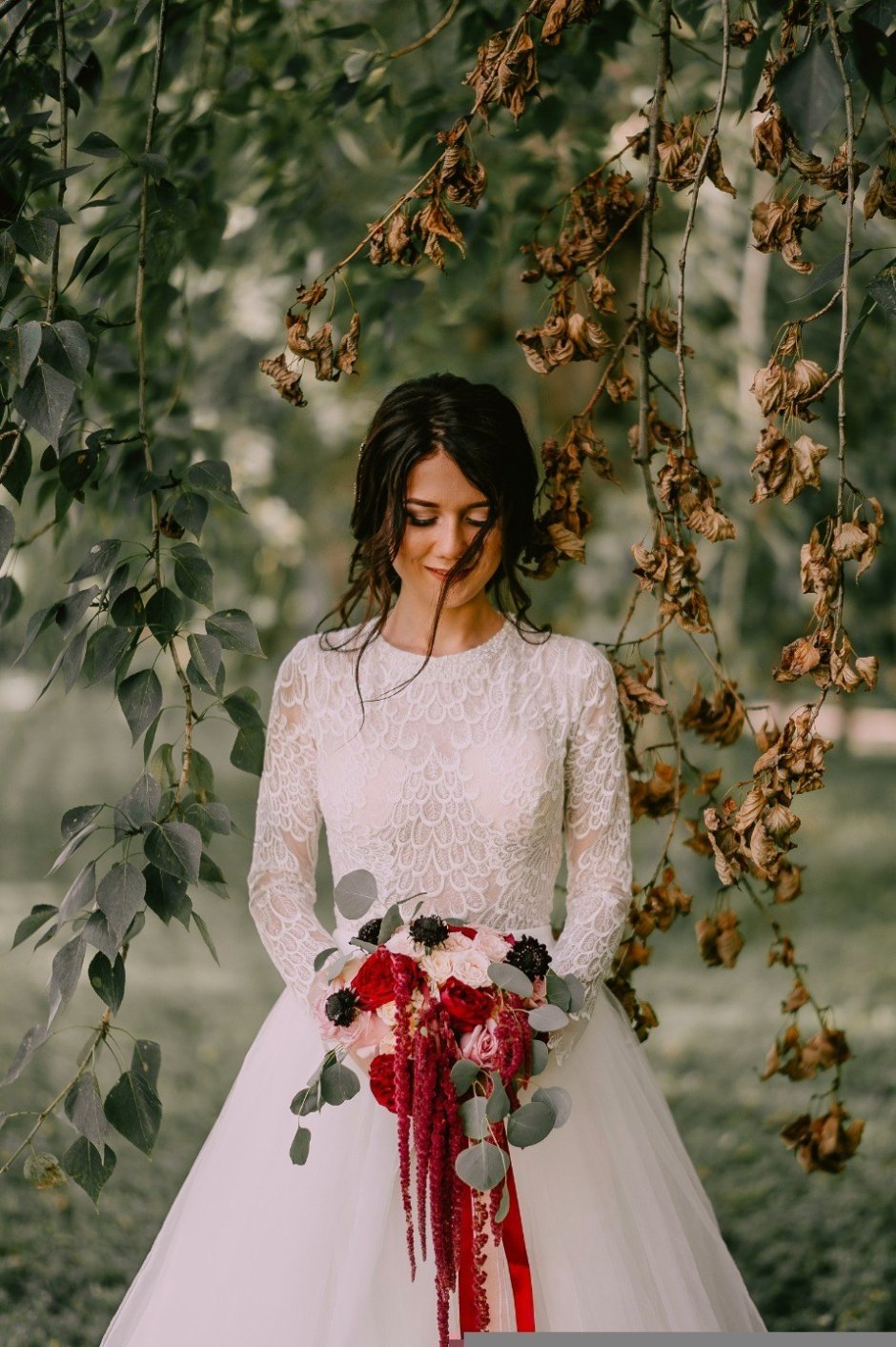 Осенняя свадьба цвет свадебного платья