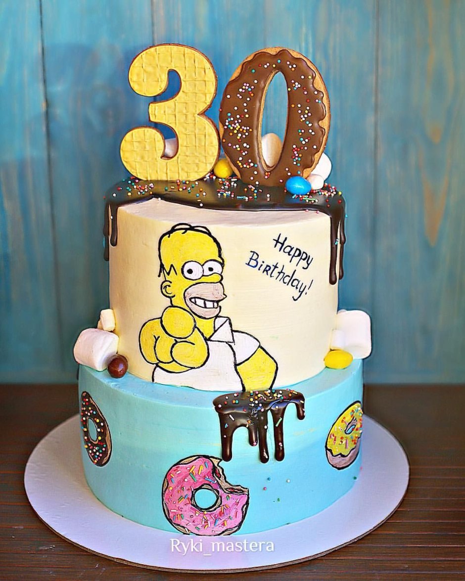 Симпсон с тортом на руках