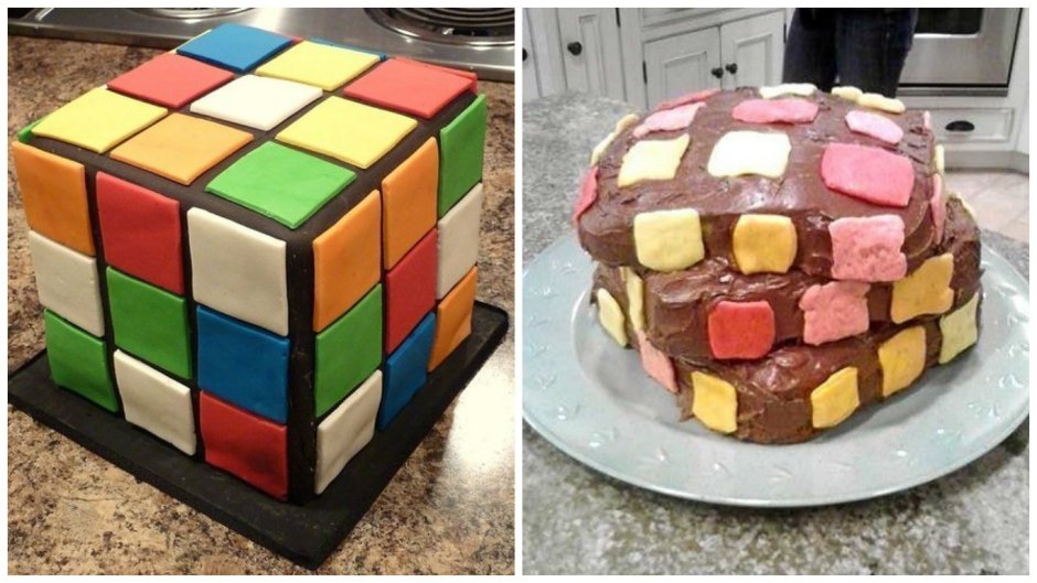 Торт в виде кубика Рубика