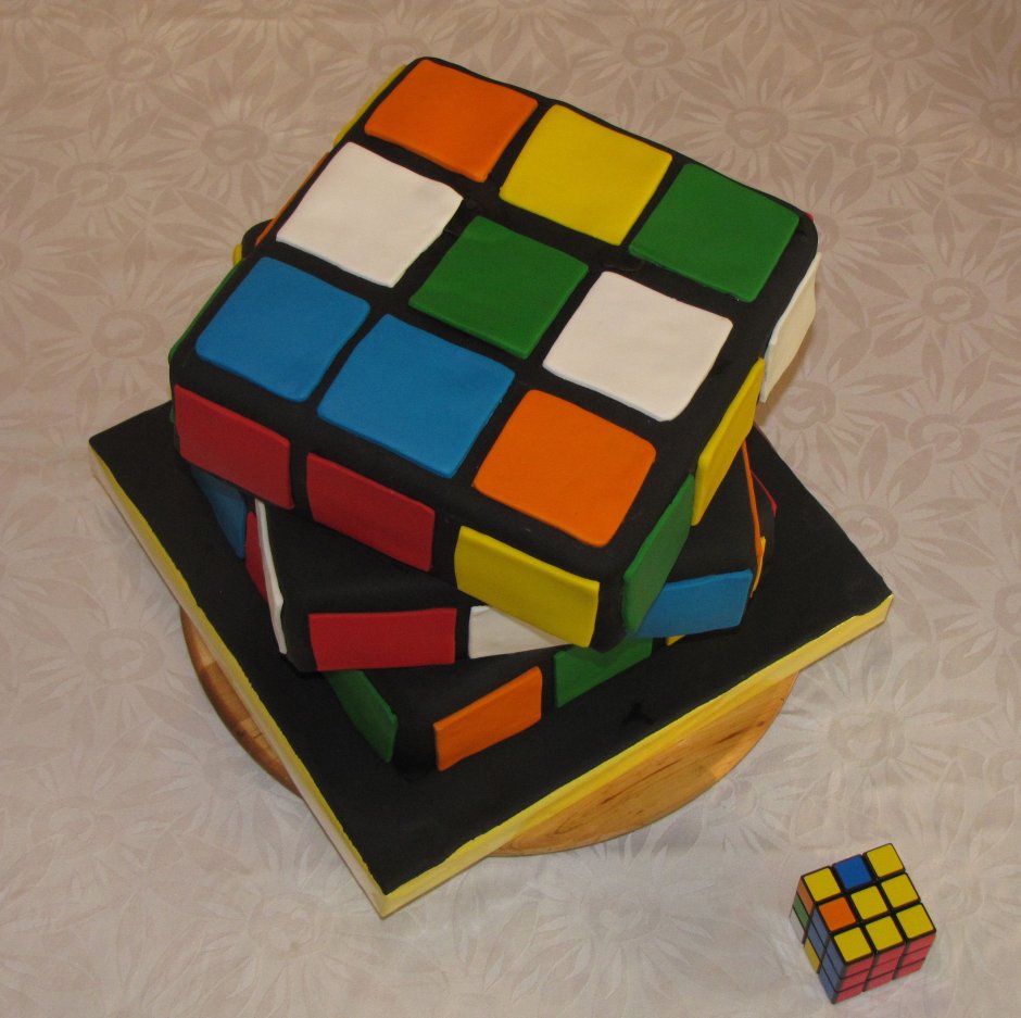 Кубик рубик торт голубой