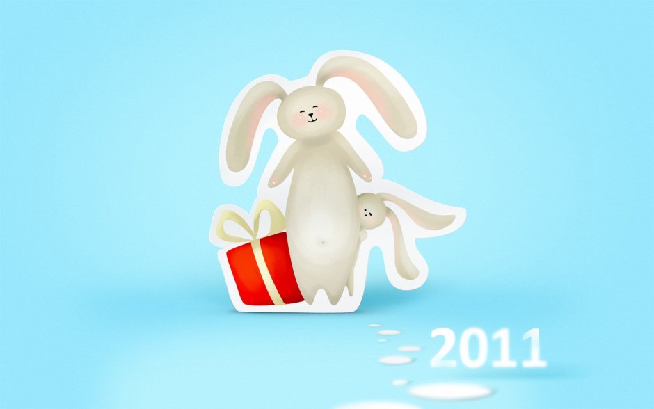 Новогодний кролик на прозрачном фоне вектор