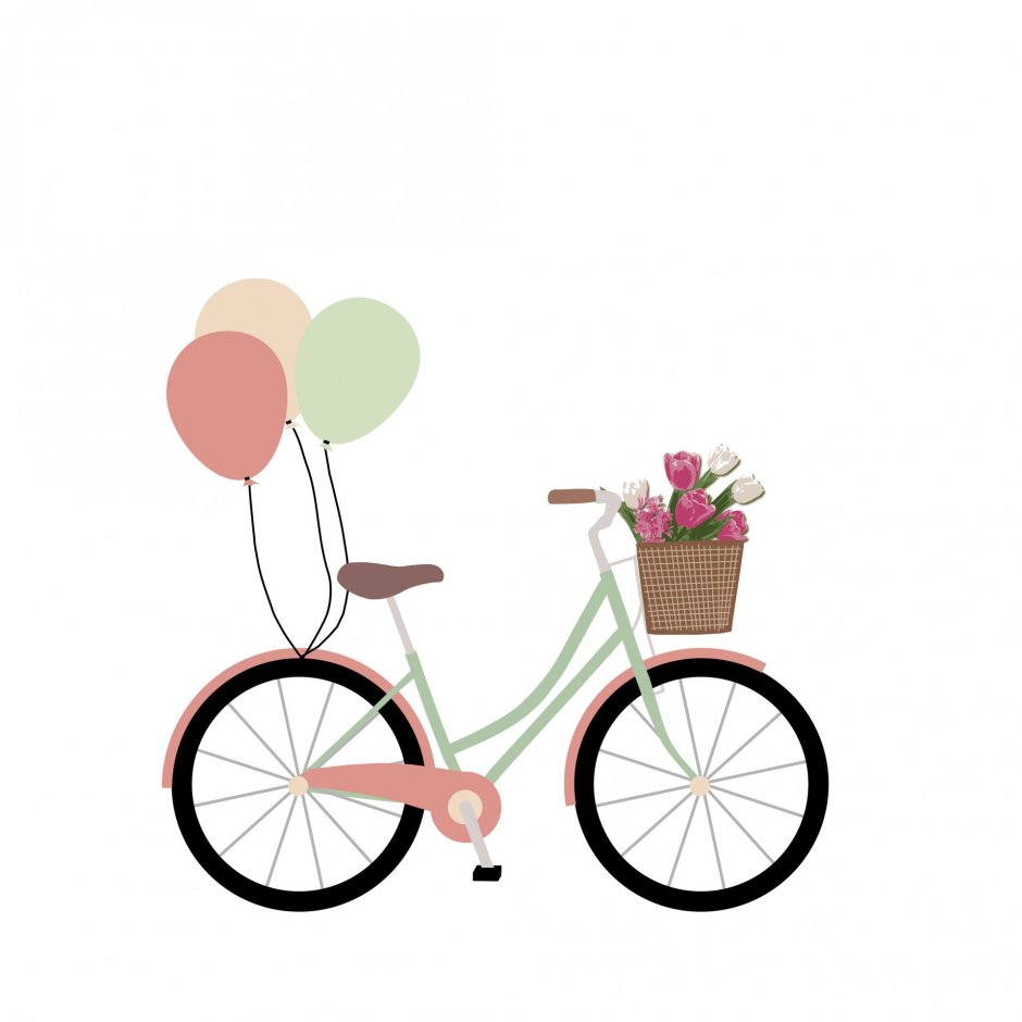 Велосипед с цветами на прозрачном фоне