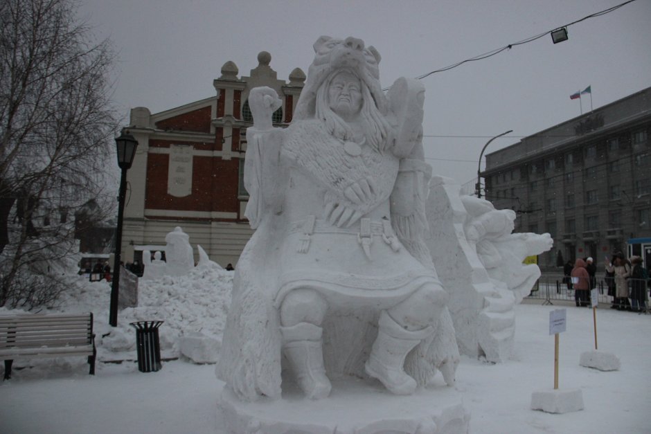 Новосибирск снежные скульптуры 2021 Первомайский