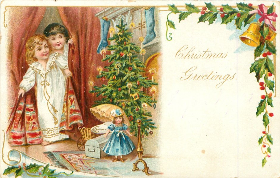 Остролист на рождественских открытках