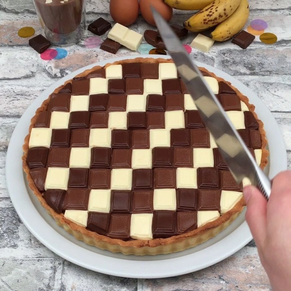 Декор торта шахматная доска