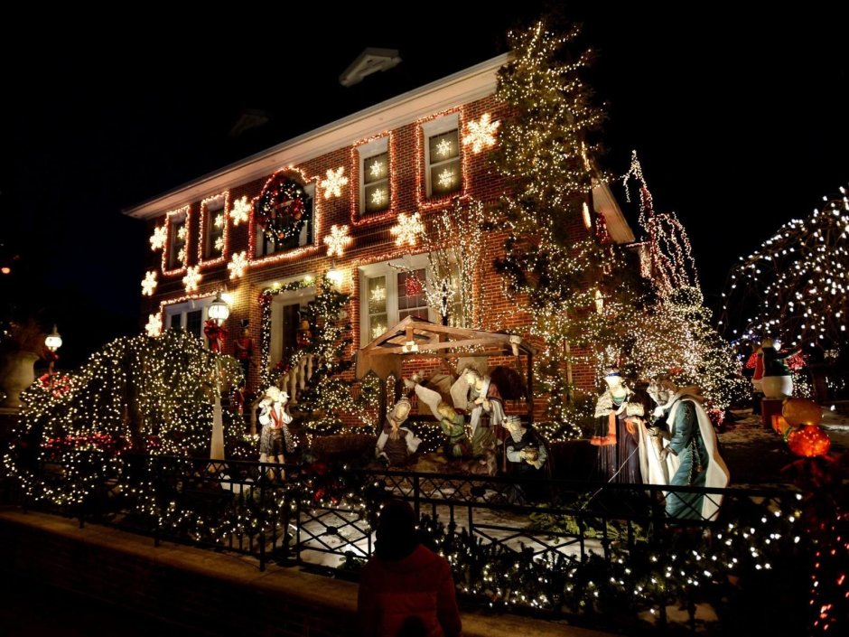Кристмас в США дом Рождество