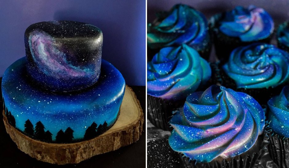 Пирожные в космическом стиле