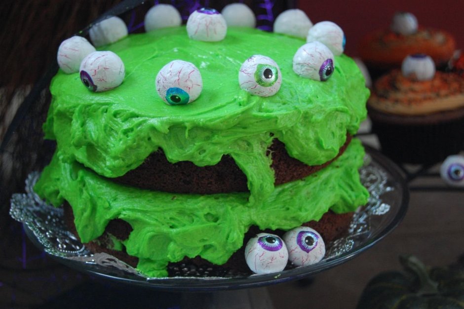 Торт на Хэллоуин зеленый