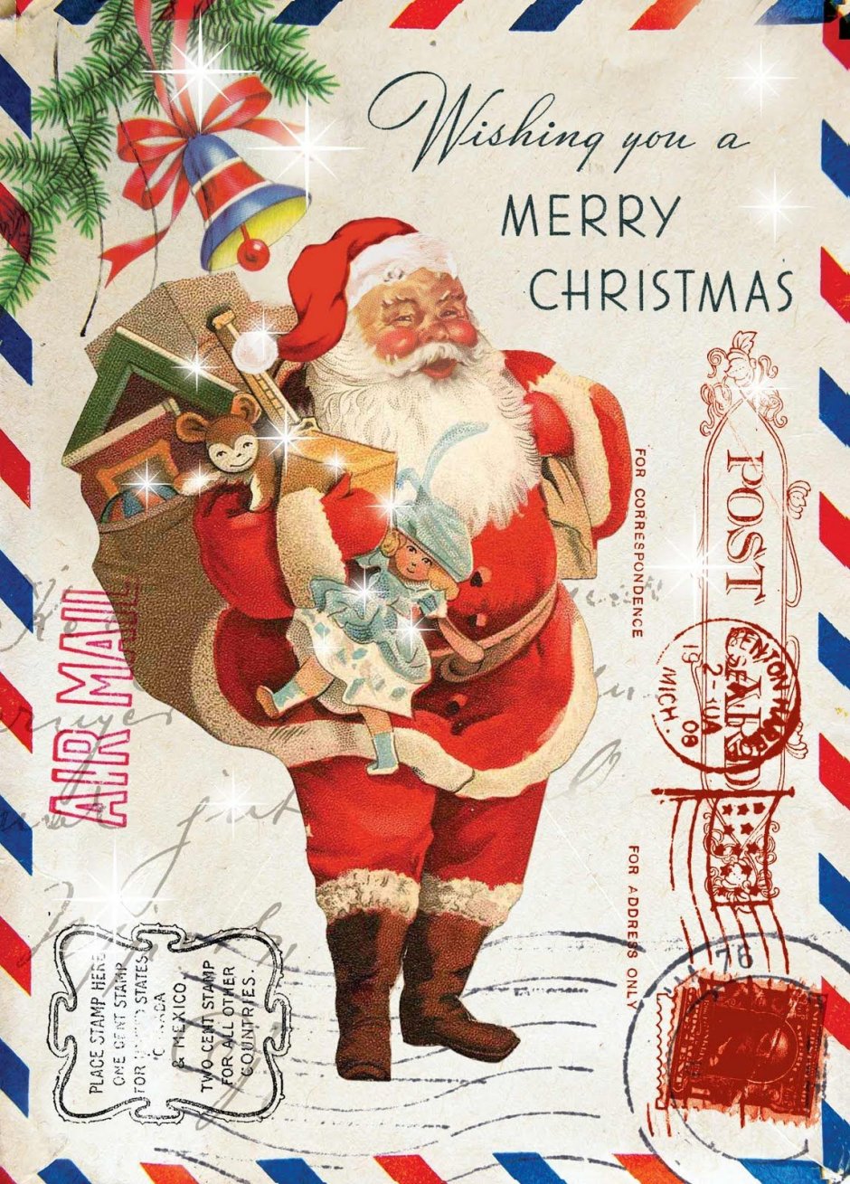 Древний дед Мороз на открытках