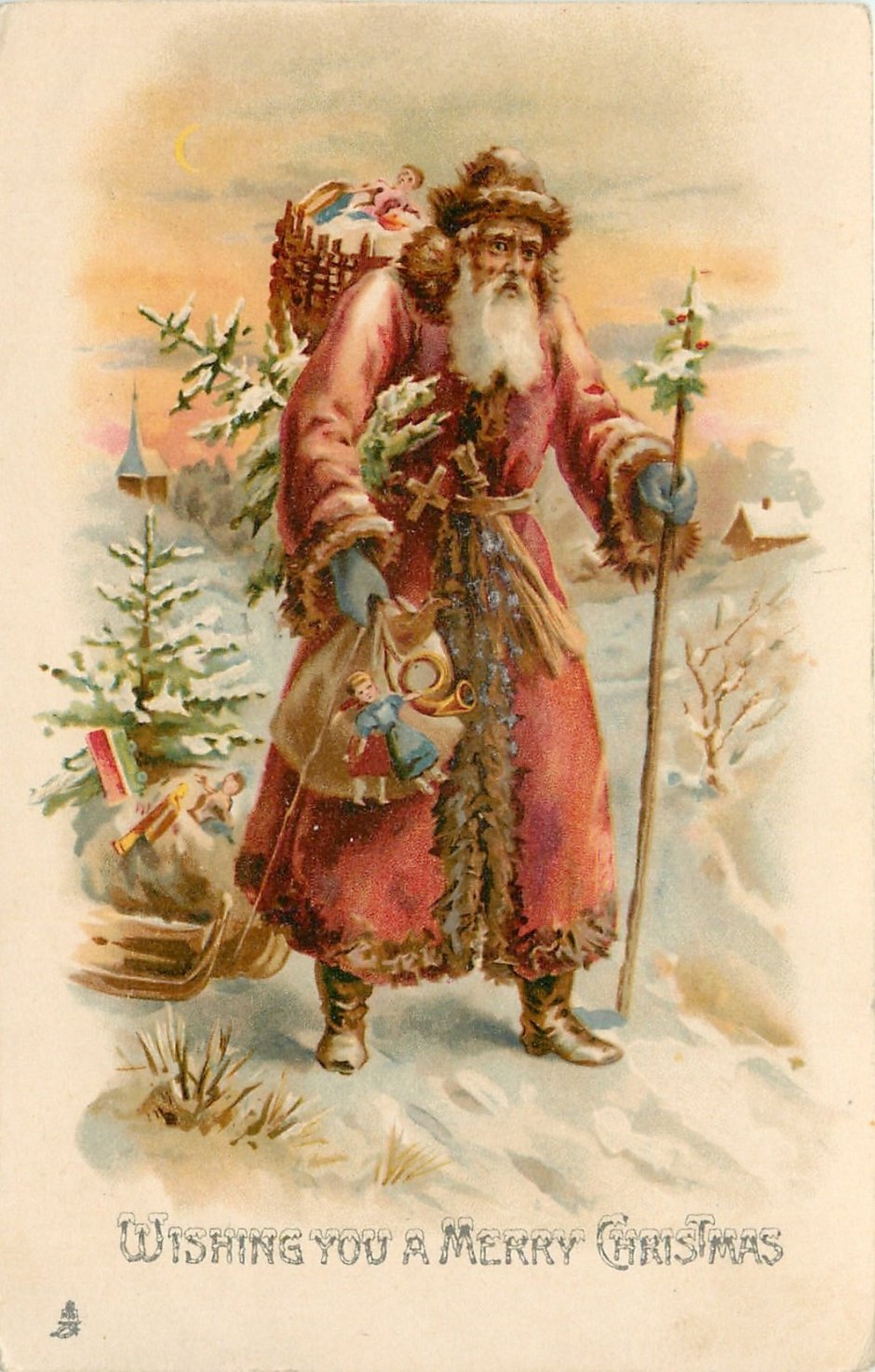 Дед Мороз акварель
