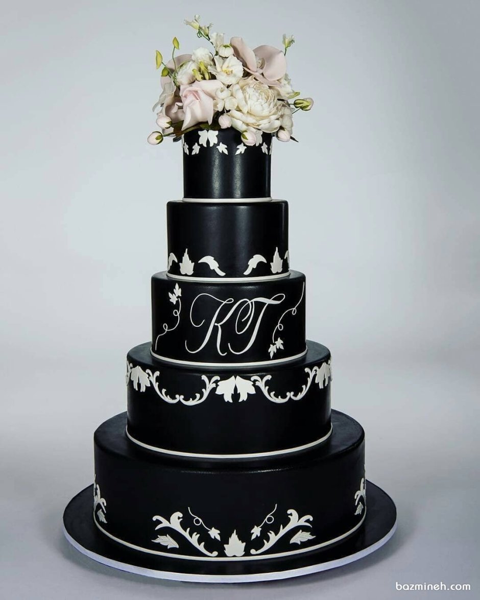 Свадебный торт с черными силуэтами