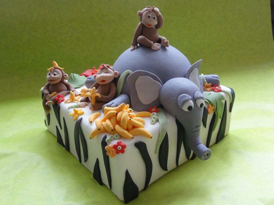 Торт детский с животными Африки