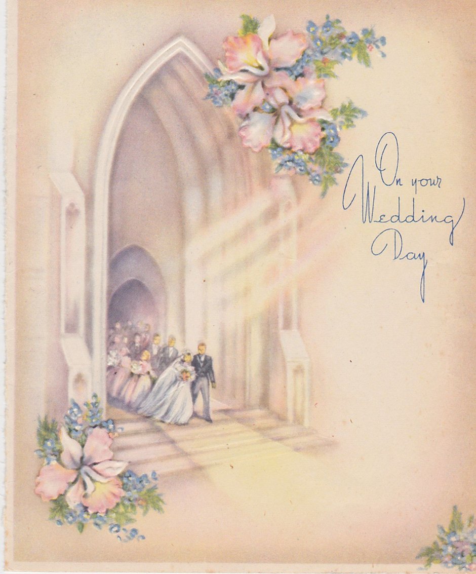 Винтажная Свадебная открытка