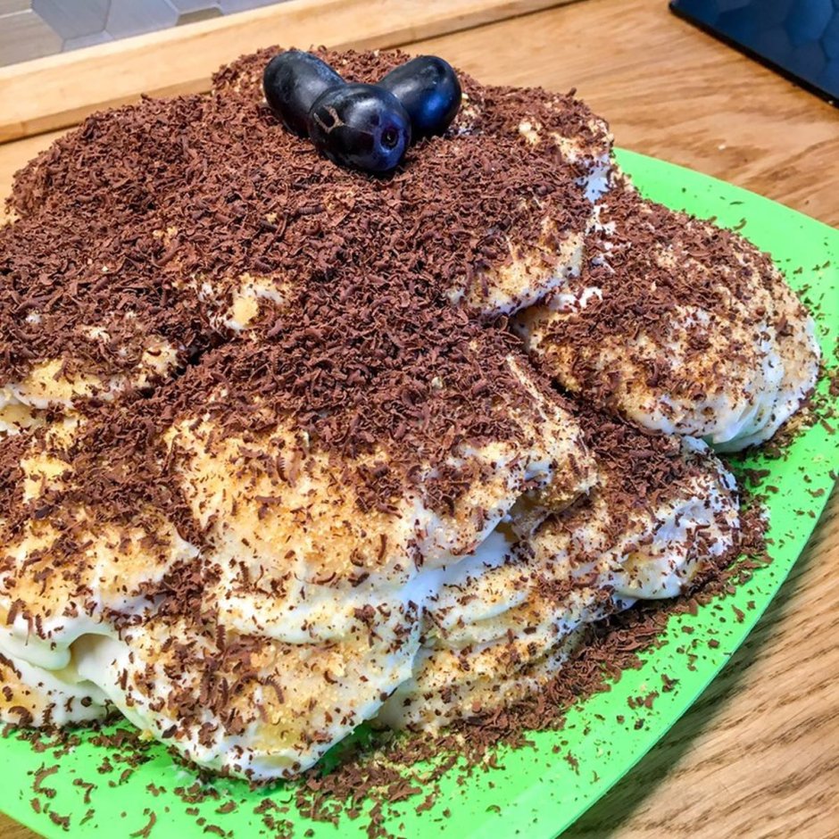 Бисквитный торт черепаха со сметанным кремом