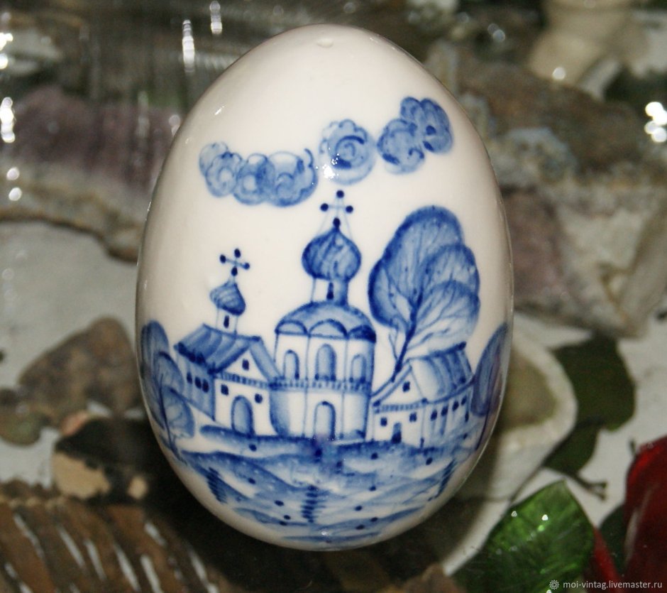 Пасхальные яйца Гжельская роспись