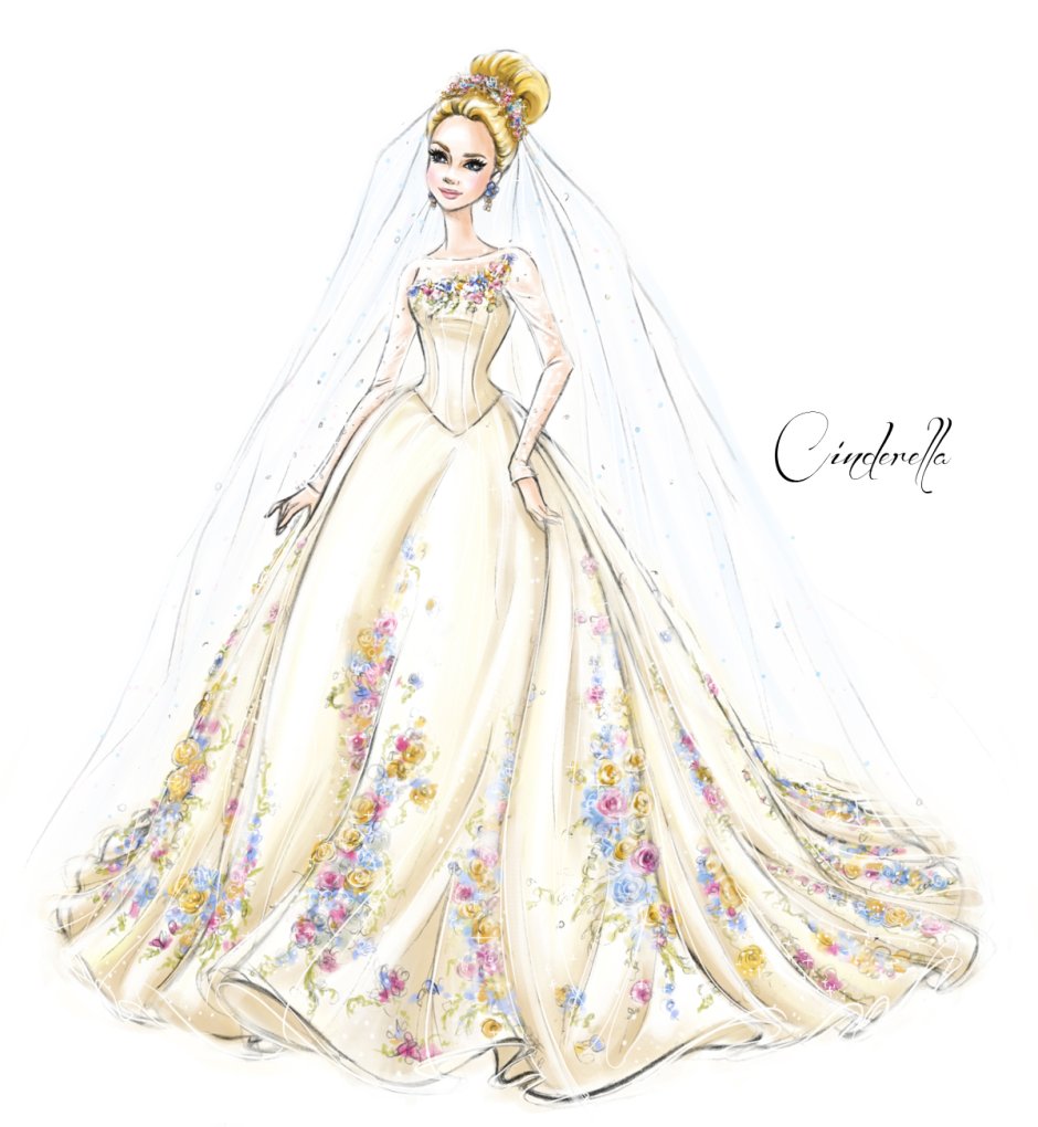 Эскиз свадебного платья принцесса