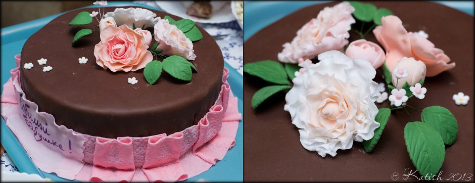 Марципановый торт с розами