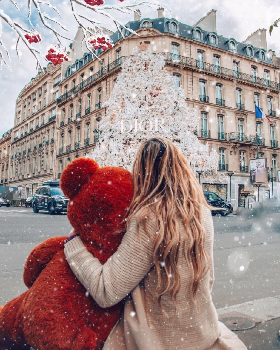 Париж снег Рождество