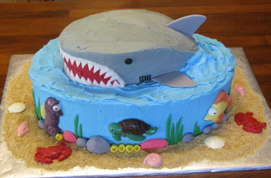 Торт с акулой детский без мастики