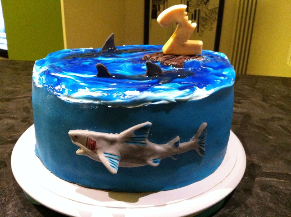 Торт с акулами для мальчика без мастики