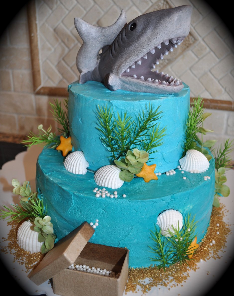Торт с акулой детский