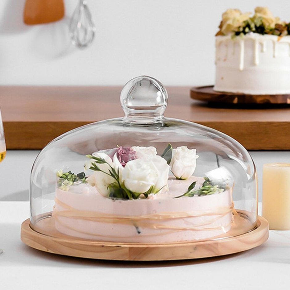 Подставка для торта крутящаяся стеклянная 30 см h 6 см