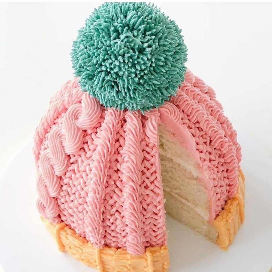 Торт шапка вязаная