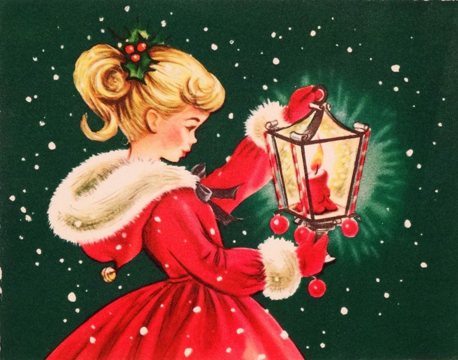 Новогодние открытки в викторианском стиле