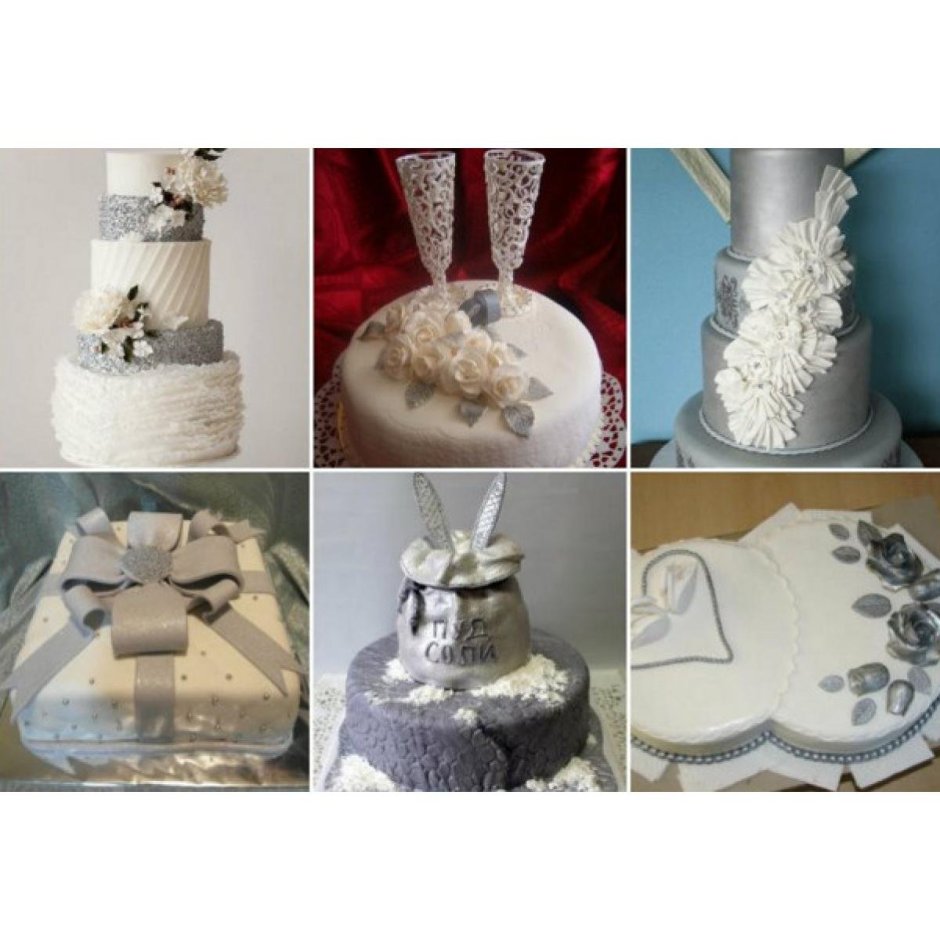 Декор торта на серебряную свадьбу