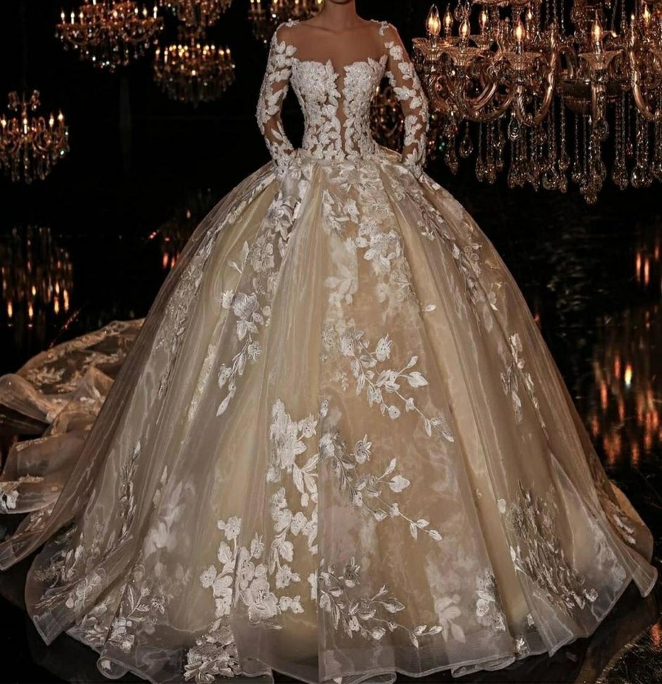 Свадебное платье золотое пышное