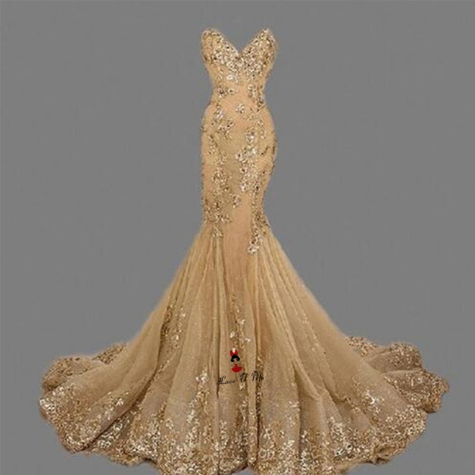 Свадебное платье белое с золотом