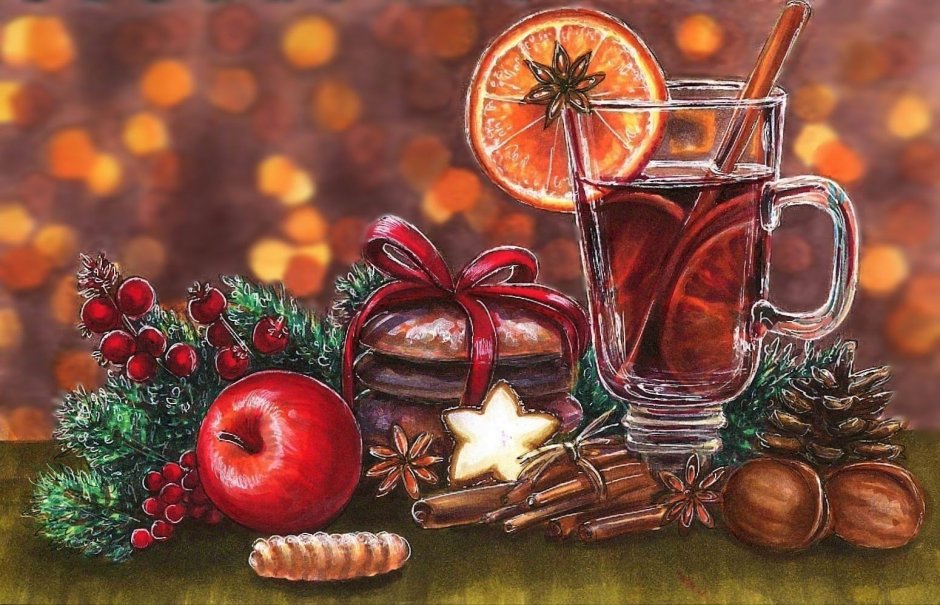 Рождественский натюрморт живопись Серебрякова