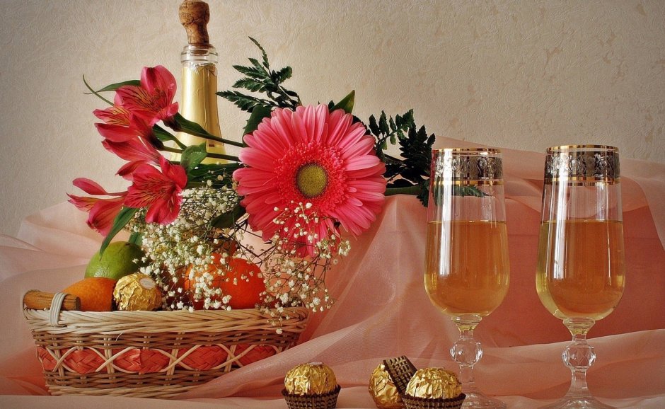 Цветы и шампанское