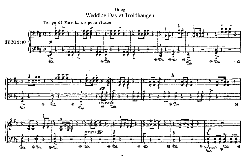 Григ свадебный день в Трольхаугене Ноты для фортепиано