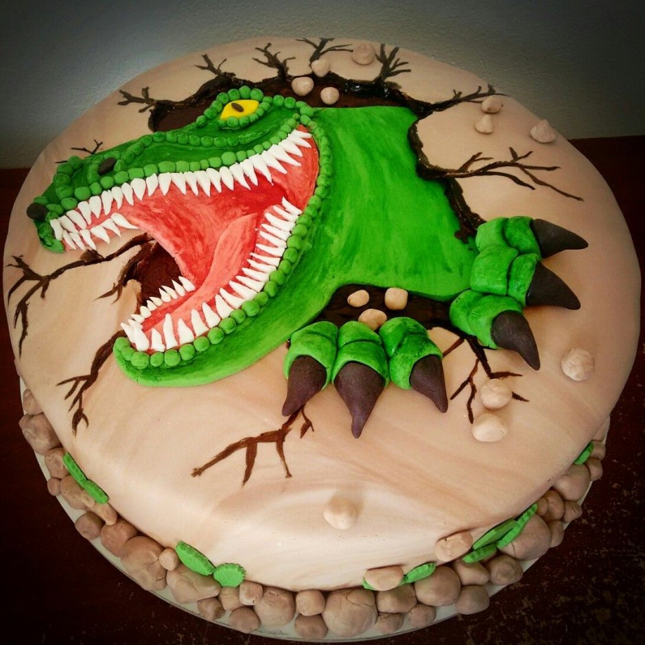 Красивый торт с динозаврами
