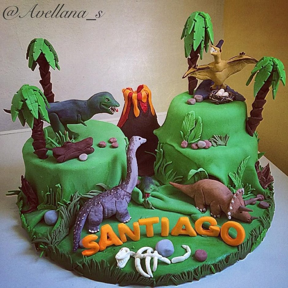 Детский торт с динозаврами на день рождения мальчику