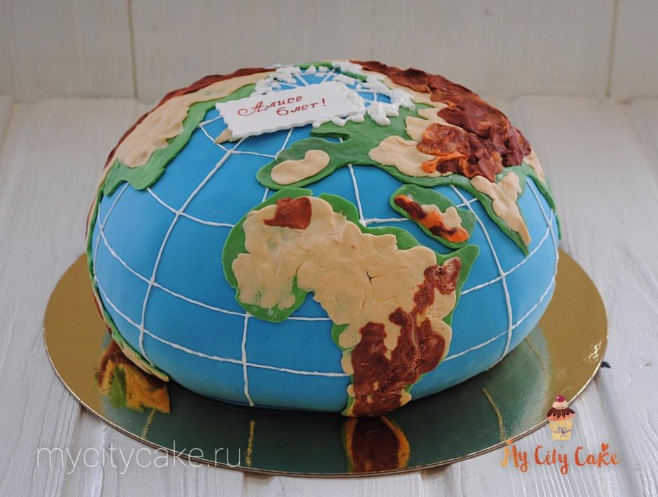 Торта и изображением земного шара