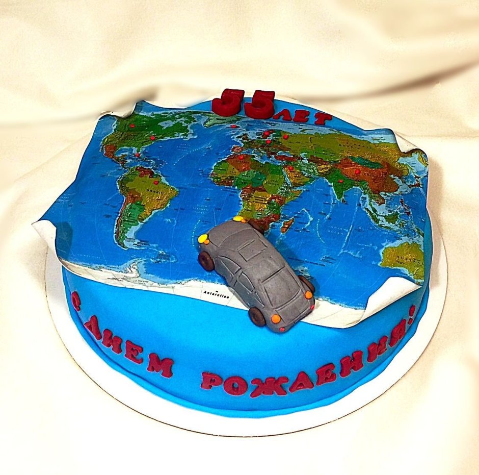 Торта и изображением земного шара
