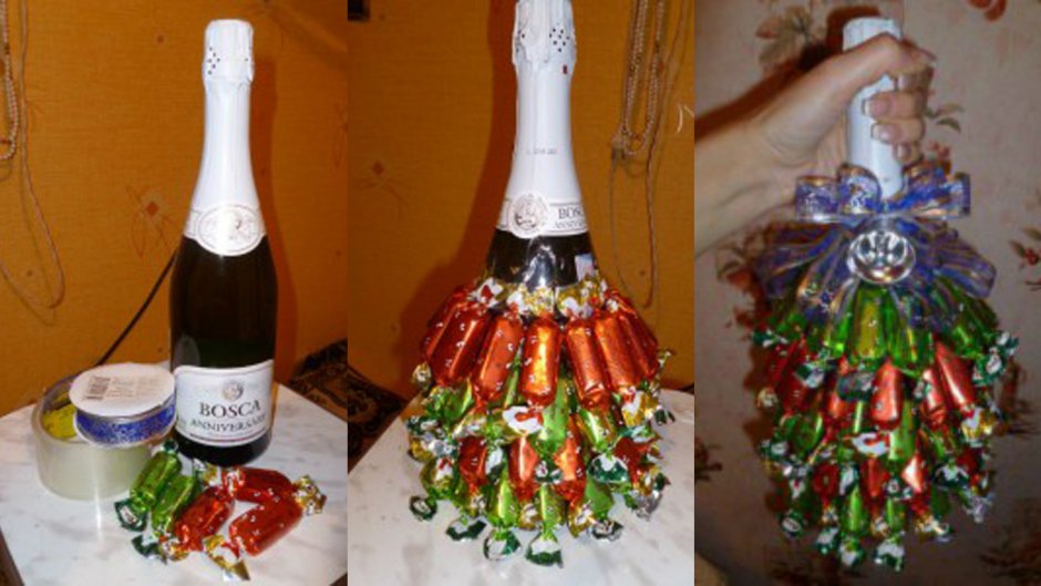 Как украсить шампанское на новый год в подарок