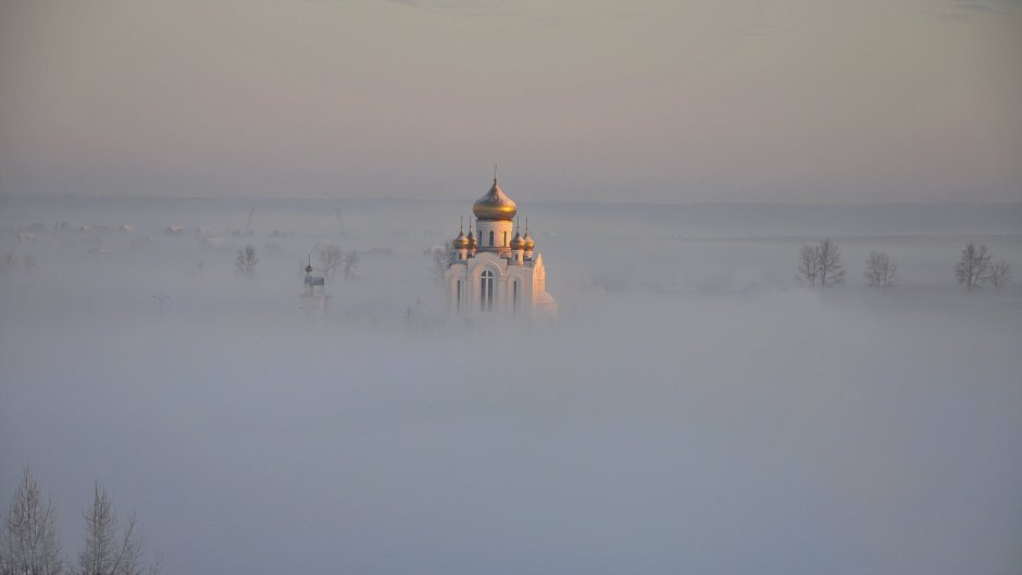 Храм в тумане Великий Новгород