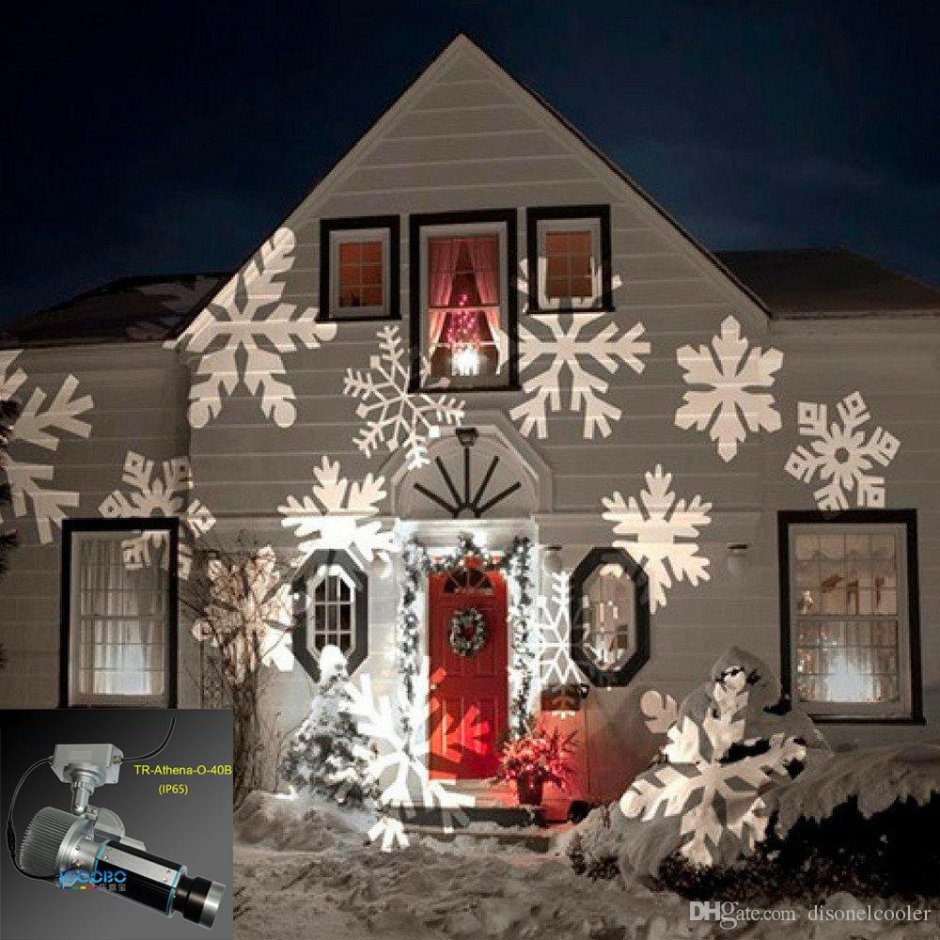 Лазерная подсветка дома на новый год