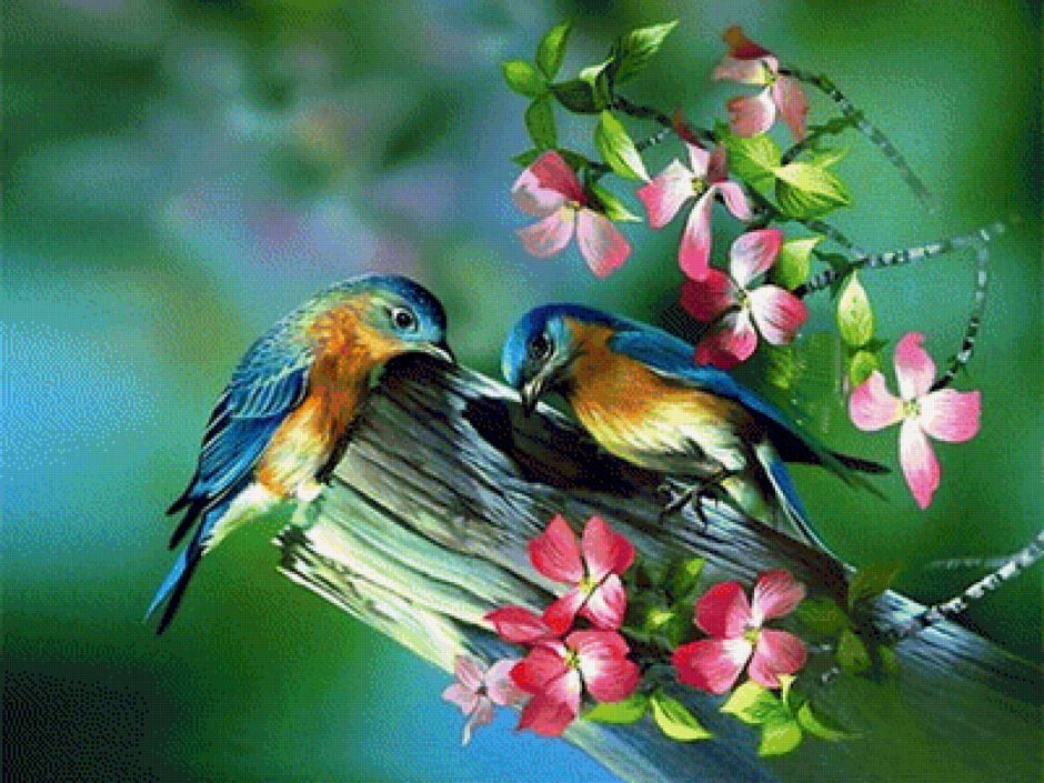 Птицы в цветах
