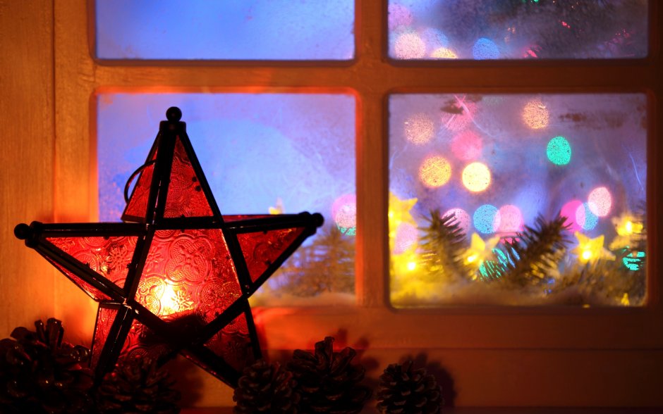 Рождественские огоньки на окно