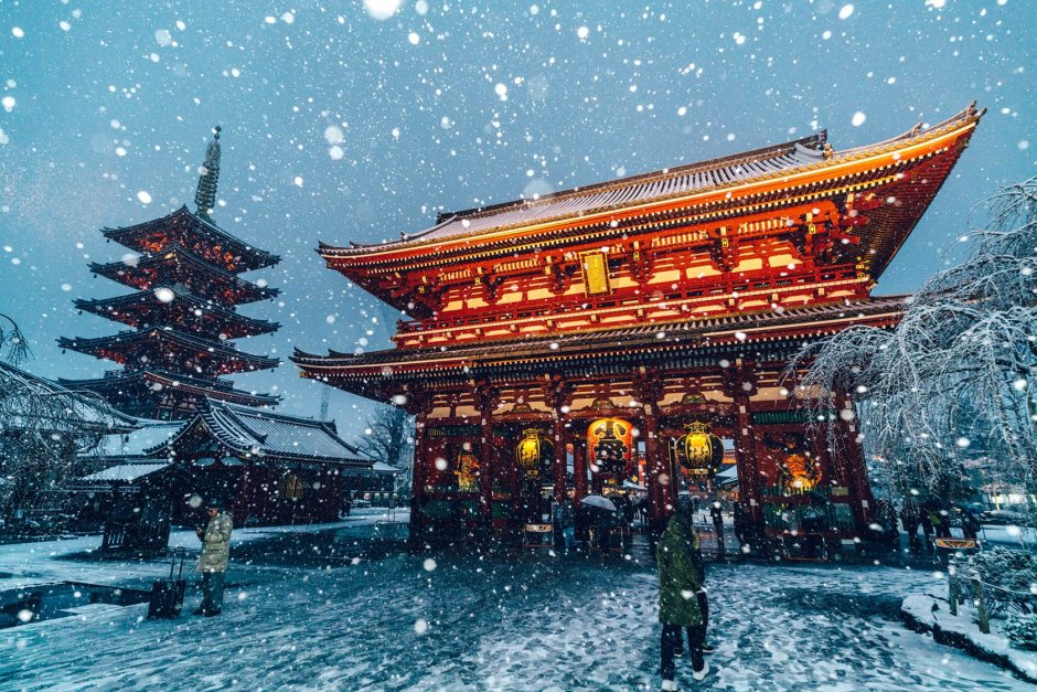 Макото Синкай снежный пейзаж