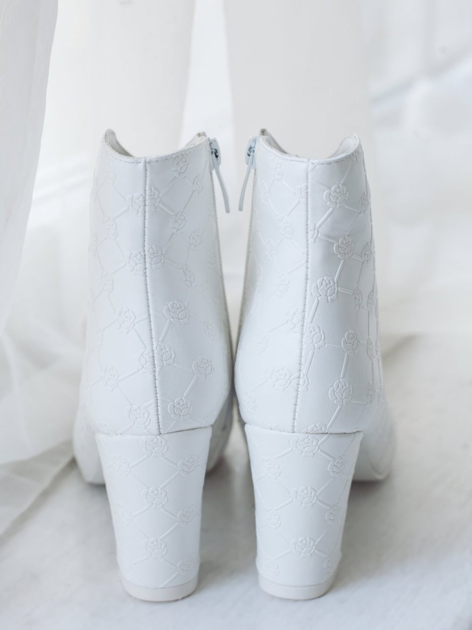 Белые Свадебные ботильоны женские кожаные