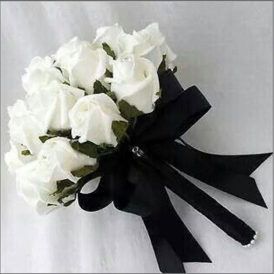 Свадебный букет черно белый
