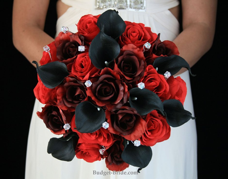 Свадебный букет черно красный