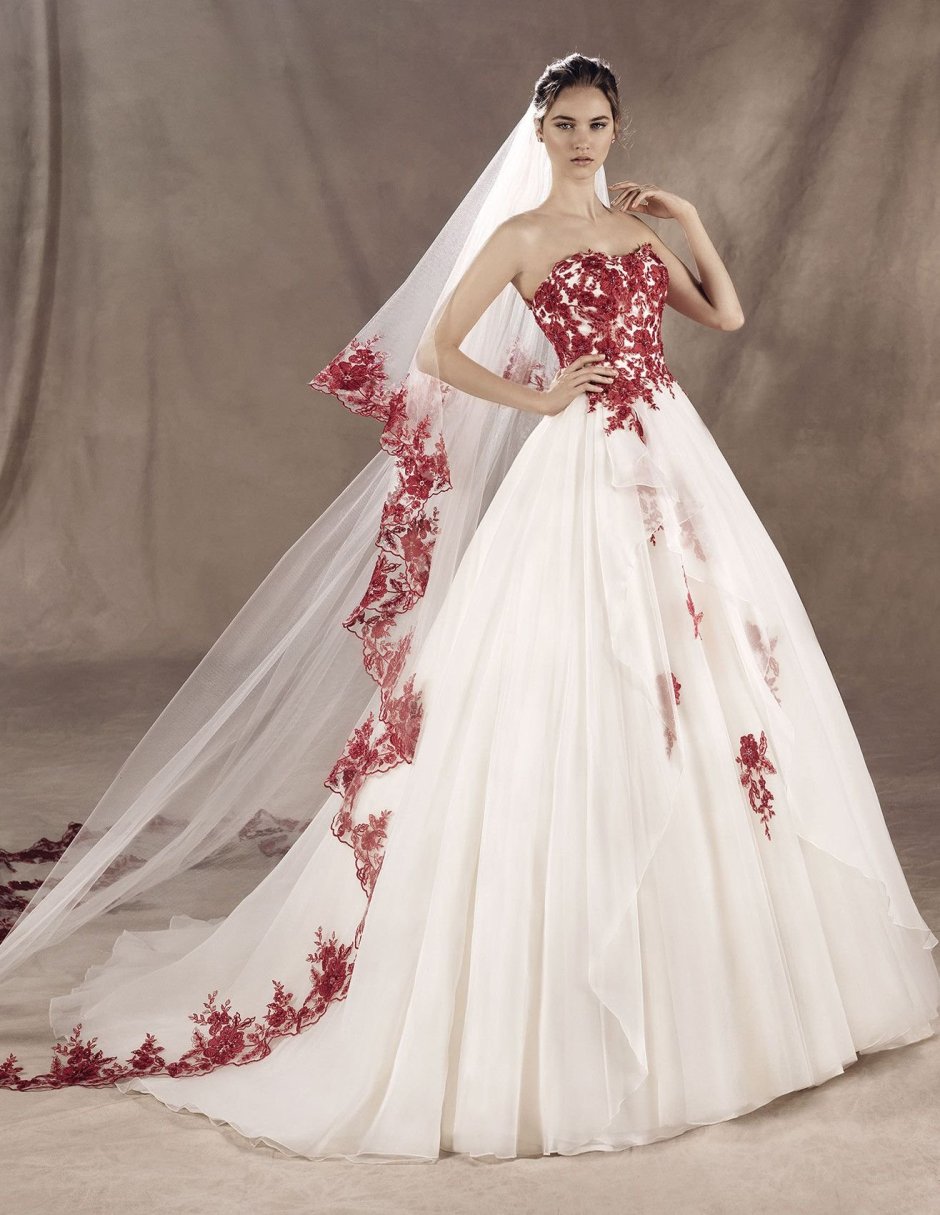 Свадебное платье короткое с красным бантом