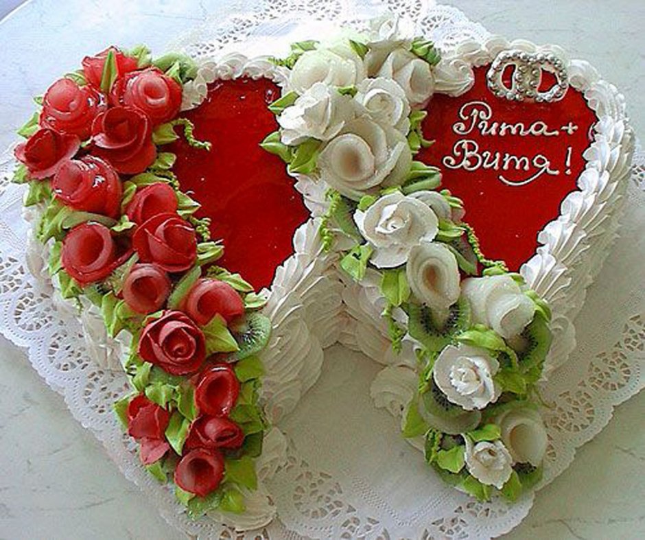 Свадебный торт два сердца