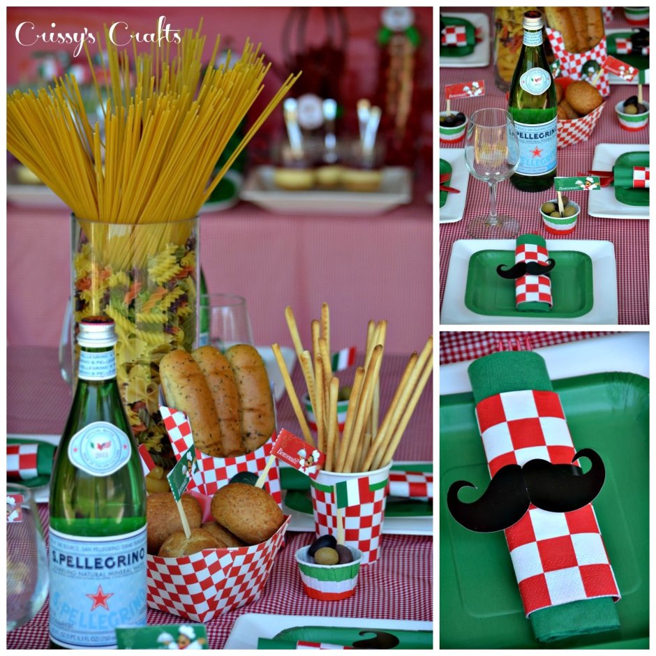 Декор стола для итальянской вечеринки